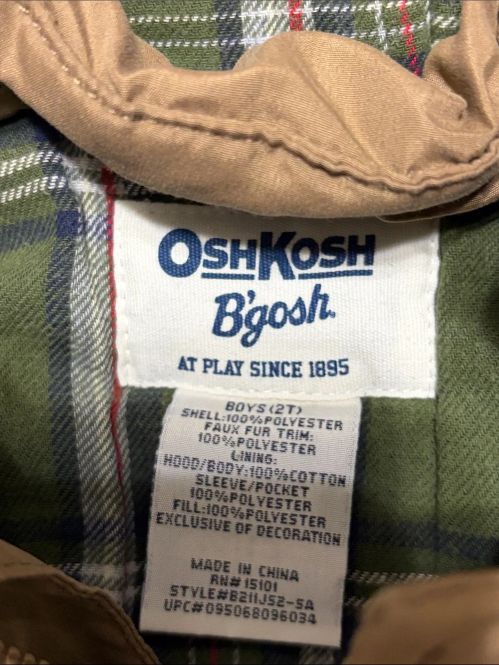 Oshkosh B’gosh Winter Front Utility Fleece Lined Toddler Jacket w Hoodie Size 2
